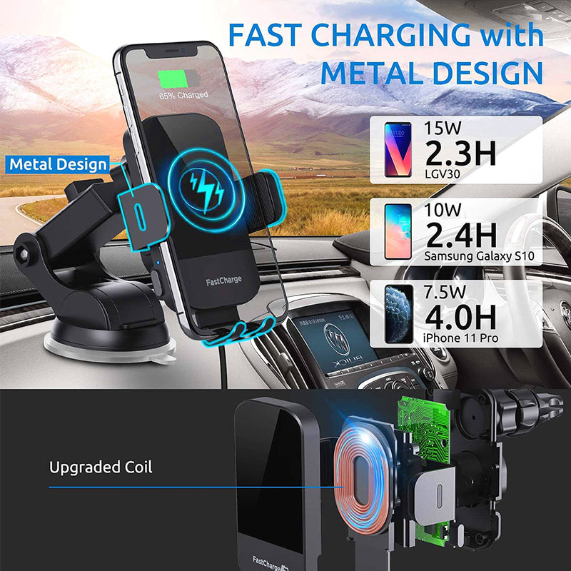 Car mobile phone holder with wireless charger