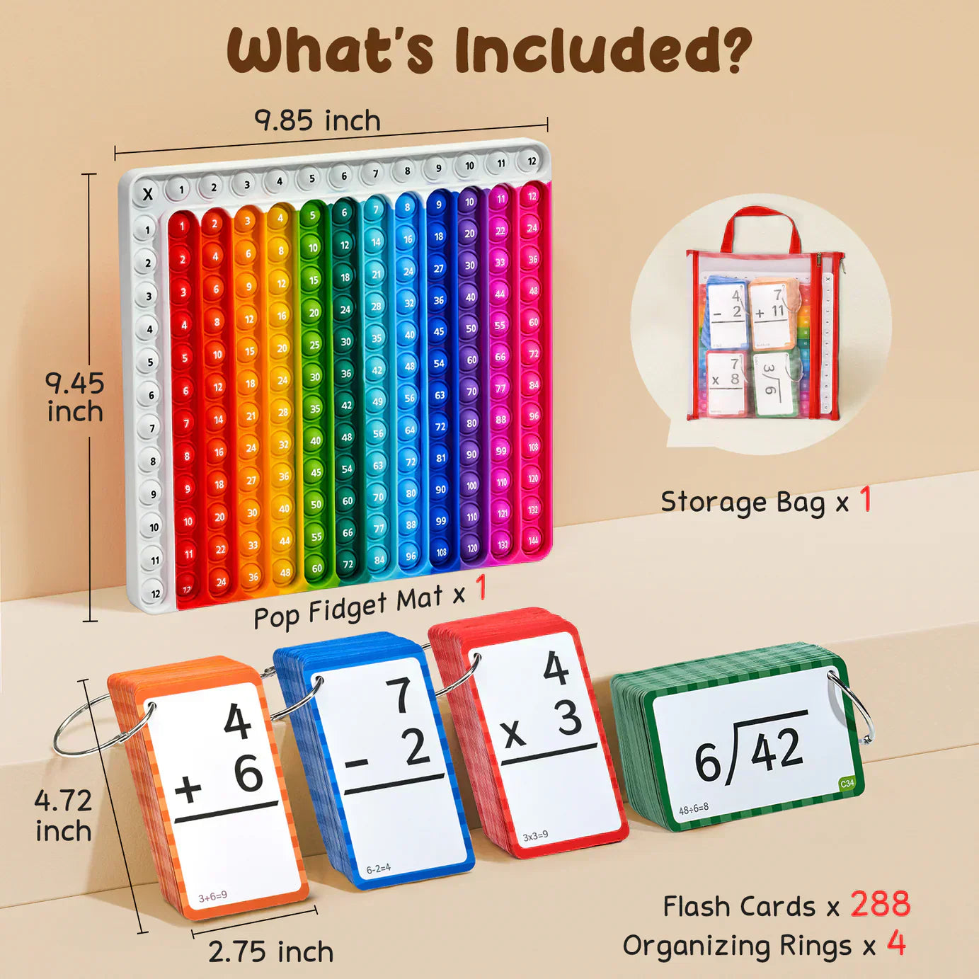 Math Flash Cards and Pop Fidget Chart