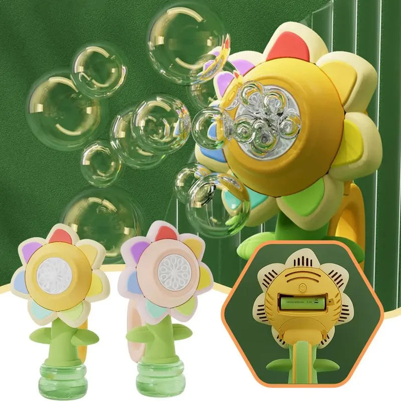 Sunflower Shaped Portable Electric Bubble Maker Toy