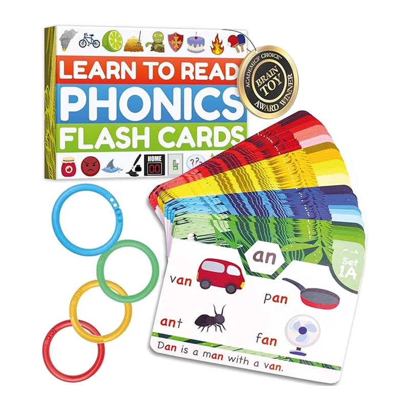 Phonics Flash Cards - Learn to Read in 20 Stages - Digraphs CVC Blends Long Vowel Sounds