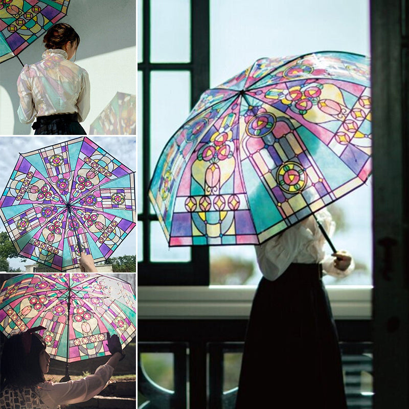 Church color window transparent folding umbrella