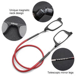 Telescopic magnetic hanging neck reading glasses