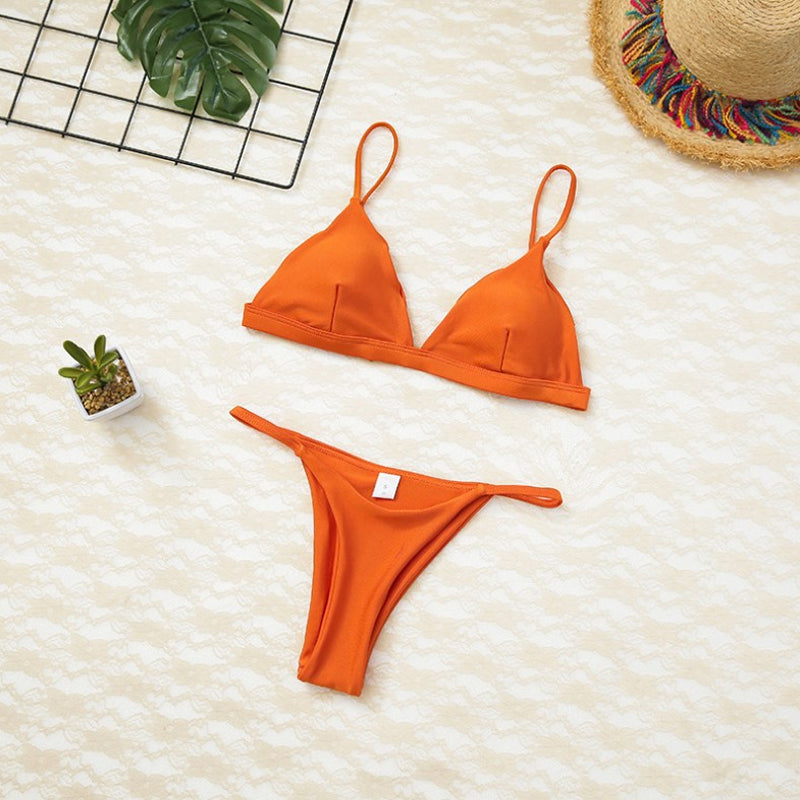 Solid Color Bikini Set