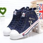 Denim High-Top Back Lace-up Canvas Shoes