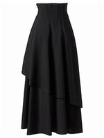 NEW Elegant Plain Asymmetrical Long Skirt With Belt