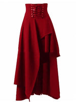 NEW Elegant Plain Asymmetrical Long Skirt With Belt