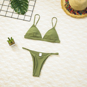 Solid Color Bikini Set