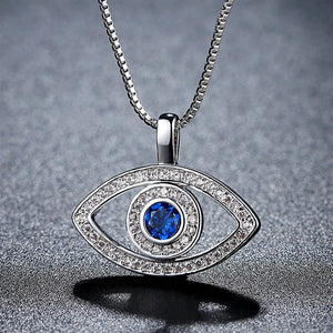 Evil Eye Crystal Silver Plated Necklace