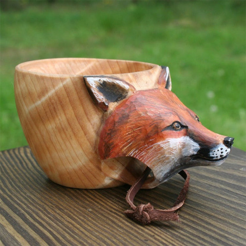 Hand Carved Wooden Mug