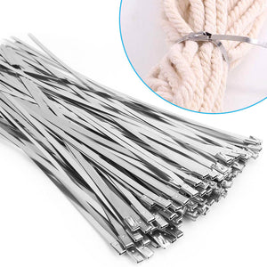 Multi-Purpose Locking Cable Metal Zip Ties (100 PCs)