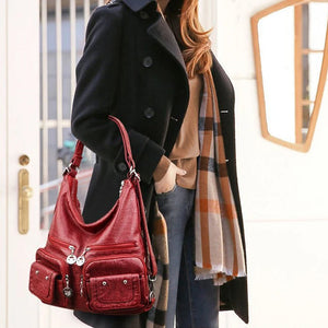 Multi-Pocket Vintage Shoulder Bag