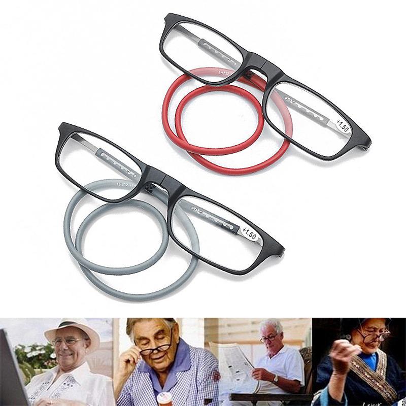 Telescopic magnetic hanging neck reading glasses