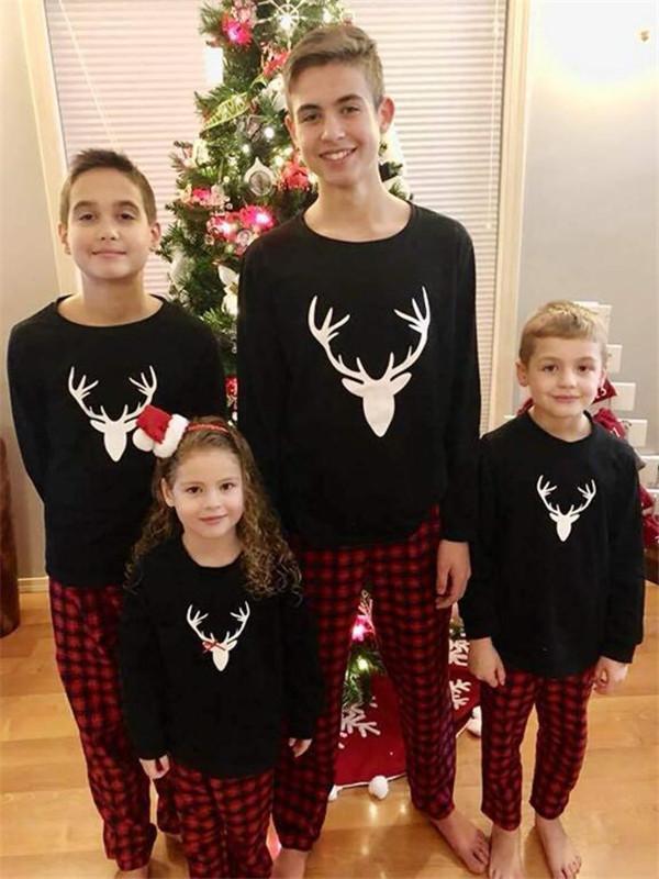 NEW Christmas Cute Animal Print Round Neck Long Sleeve Family Matching Pajamas