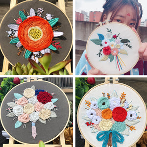 Colorful floral embroidery craft kits