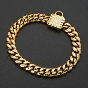 Zirconia Lock Buckle Dogs Chain Necklace