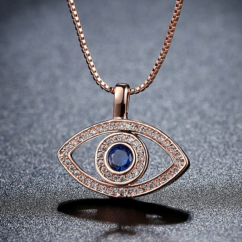 Evil Eye Crystal Silver Plated Necklace