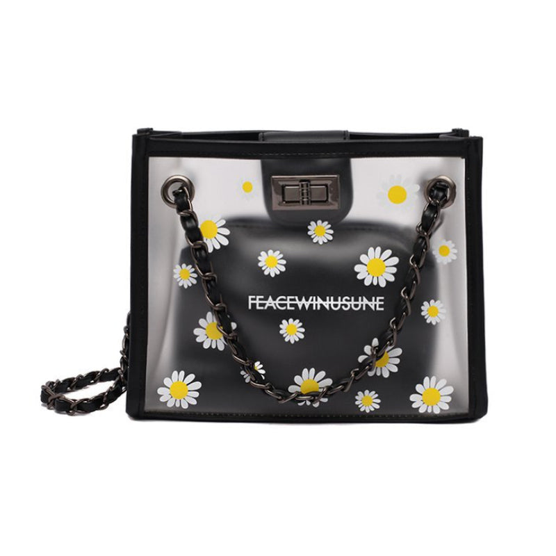 Daisy transparent chain small square bag