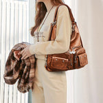 Multi-Pocket Vintage Shoulder Bag