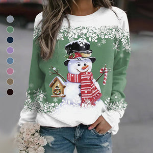 Multicolor Snowman Print Christmas Sweatshirt