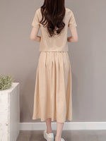 New Elastic Waist Patch Pocket  Plain Maxi Dress.AQ