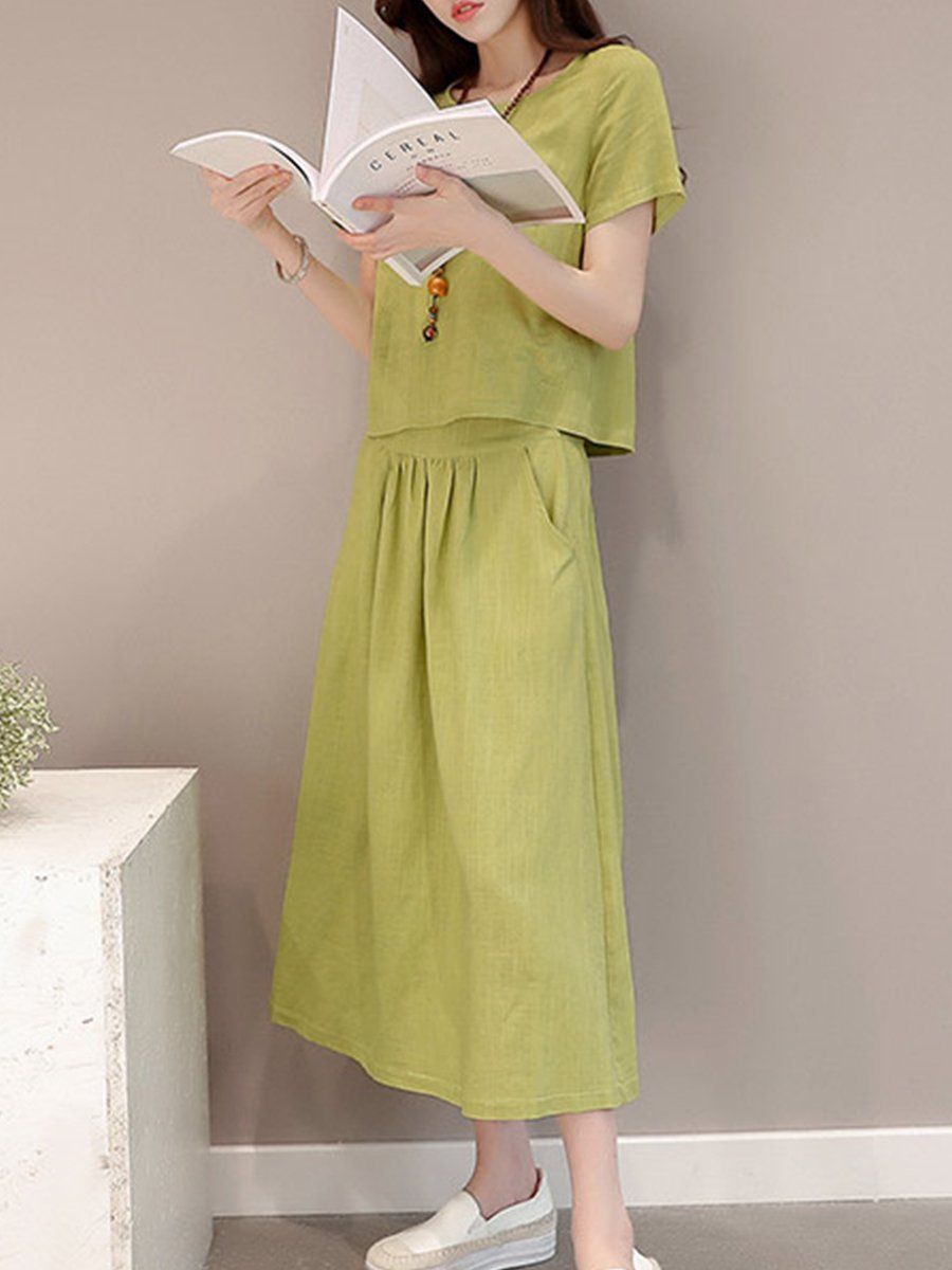 New Elastic Waist Patch Pocket  Plain Maxi Dress.AQ