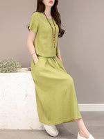 New Elastic Waist Patch Pocket  Plain Maxi Dress.AQ