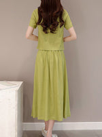 New Elastic Waist Patch Pocket  Plain Maxi Dress.AQ