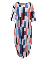 New Casual Sexy Off The Shoulder Slim Colour Stripe Print Maxi Dress.WH