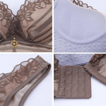 Stripes Lace Push-Up Seamless Breathable Zipper Bra