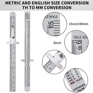 Stainless Steel Ruler with Detachable Clip