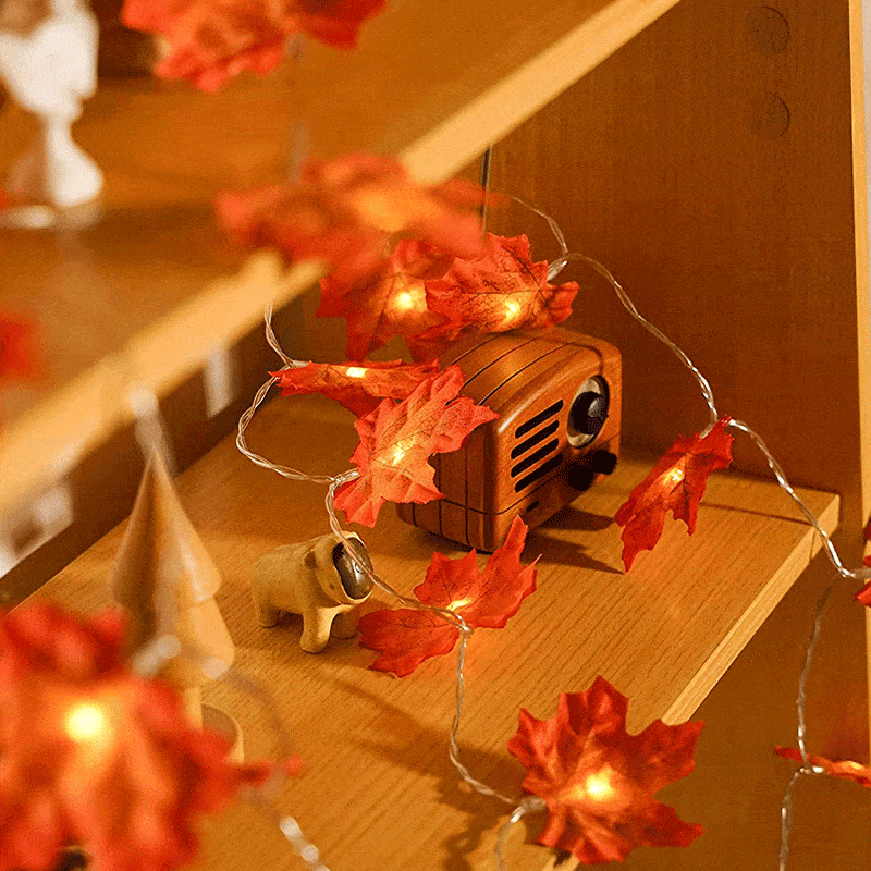 Thanksgiving Décor Fall Maple Leaf String Lights