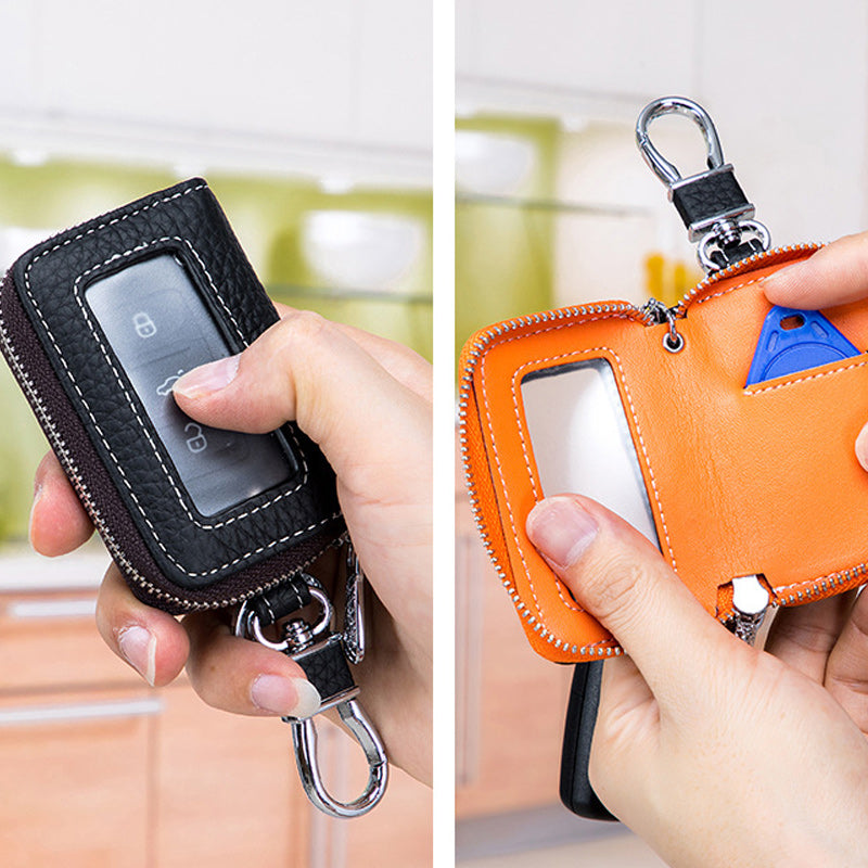 Two-Sides Mini Leather Car Key Case