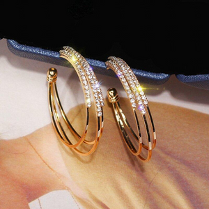 Shiny Diamond Hoop Earrings