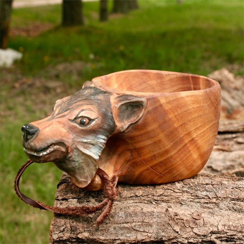 Hand Carved Wooden Mug