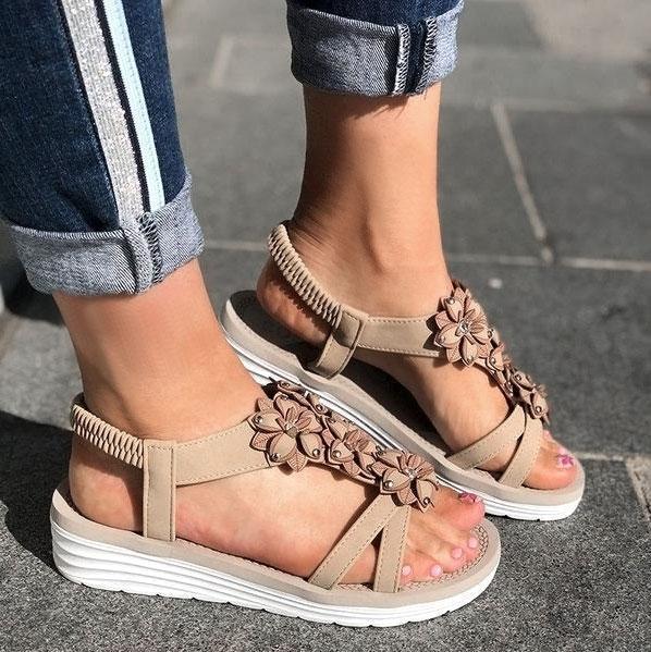 Women's Summer Flower Wedge Sandals