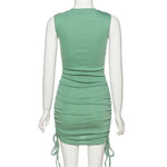 New Slim Drawstring Pleated Dress