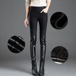 Womens Leggings With Lace Embroidery PU Elastic Long Pants