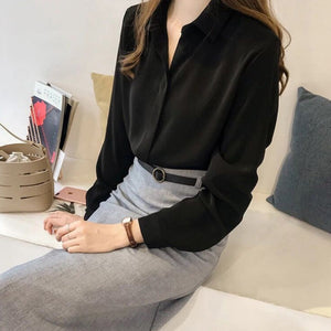 Women Solid Color Chiffon Shirts