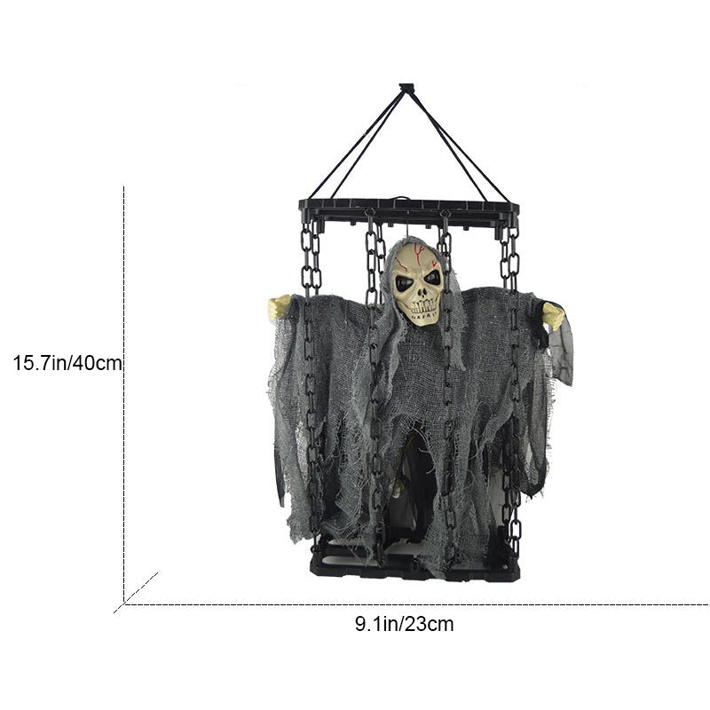 Halloween Prop Animated Caged Skeleton