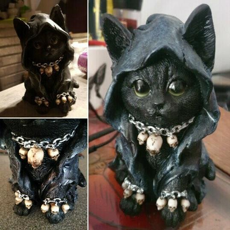 Gothic Cat Witch Grim Reaper Decoration