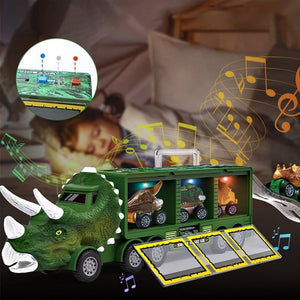 Dinosaur transport toy car with its own music and lights