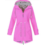 Long waterproof hooded jacket