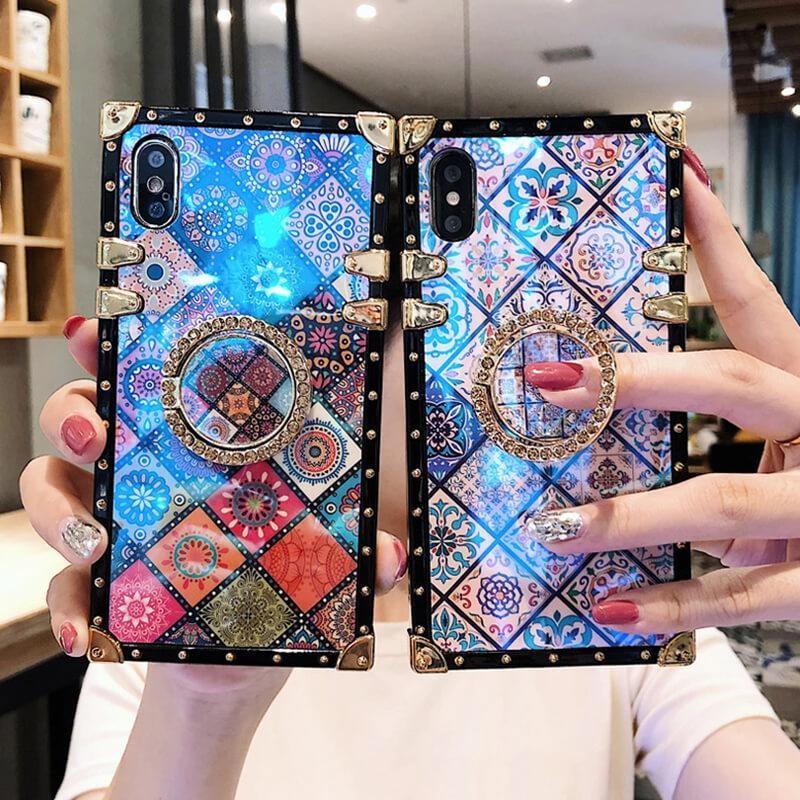 Bohemian Retro Crystal Bracket Phone Case for iPhone