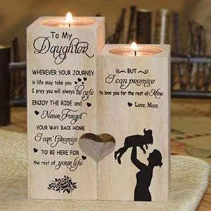 Wooden Heart Candle Holder