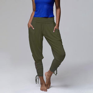 Lace-up Bandage Elastic Waist Jogger Pants Yoga Leggings