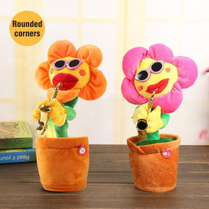 Sunflower singer with saxophone, funny toy