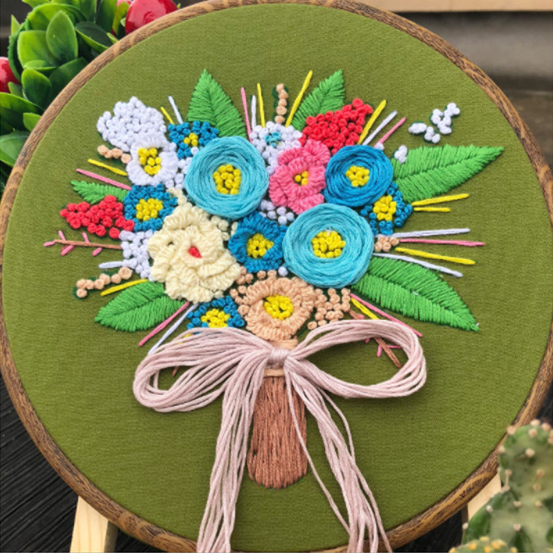 Colorful floral embroidery craft kits