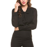 Chiffon Long Sleeve Bow Shirts