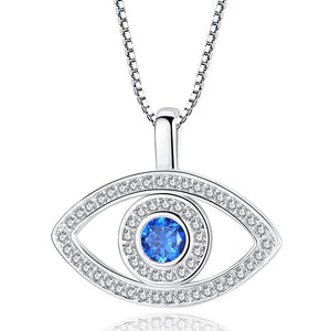 Evil Eye Crystal Silver Plated Necklace