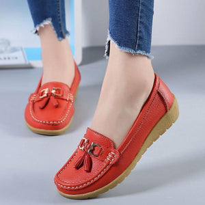 Women’s Leather Loafers Breathable Slip on Driving Shoes